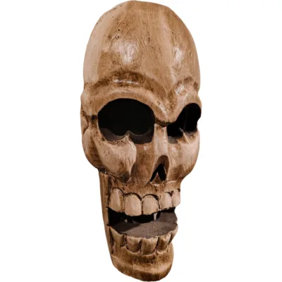 El Yapımı Tik Ağacı Kuru Kafa Maskesi