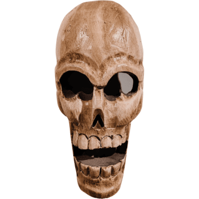 El Yapımı Tik Ağacı Kuru Kafa Maskesi