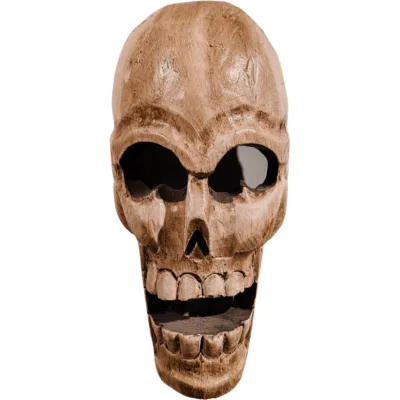 El Yapımı Tik Ağacı Kuru Kafa Maskesi