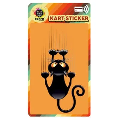 Düşen Kedi Kart Sticker
