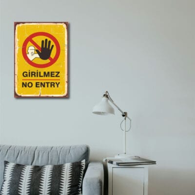 Girilmez Uyarı İşareti Ahşap Retro Poster
