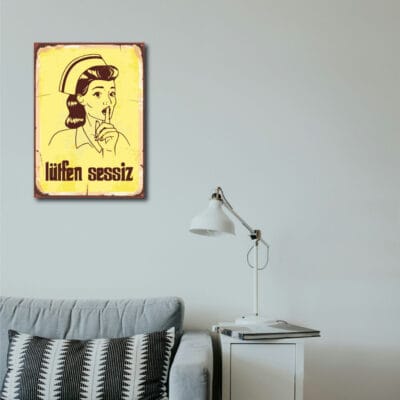 Hemşire Lütfen Sessiz Ahşap Retro Poster