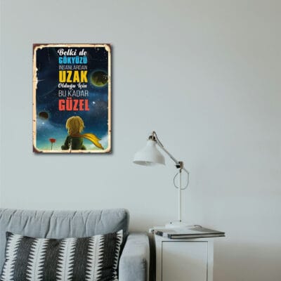 Küçük Prens Gökyüzü Ahşap Retro Poster
