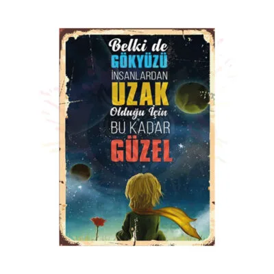 Küçük Prens Gökyüzü Ahşap Retro Poster