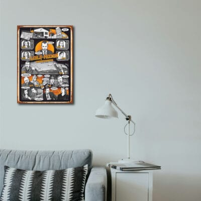 Leyla ile Mecnun Karikatür Ahşap Retro Poster