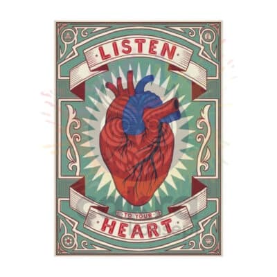 Listen To Your Heart Ahşap Retro Poster