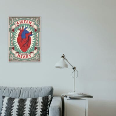 Listen To Your Heart Ahşap Retro Poster