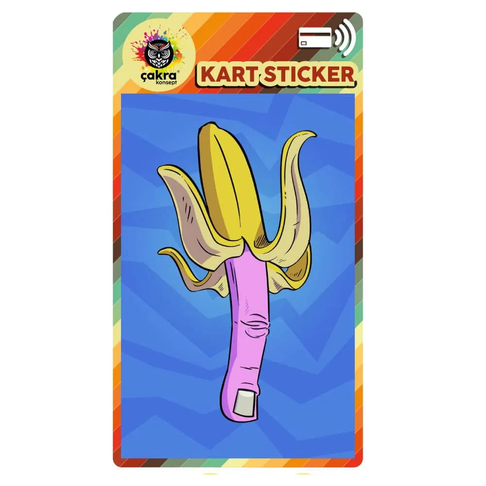 Muz Orta Parmak Komik Kart Sticker