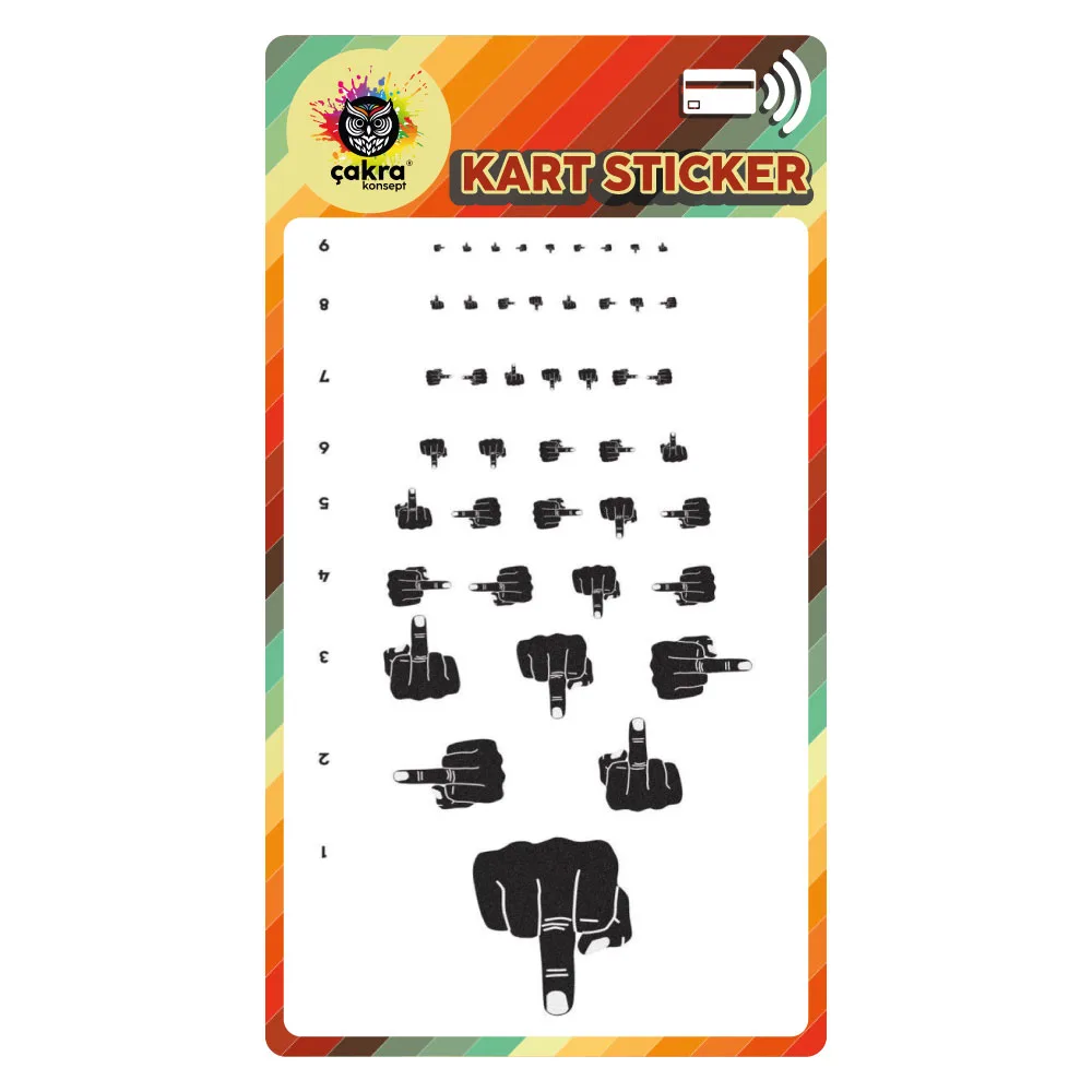 Orta Parmak Göz Muayenesi Kart Sticker