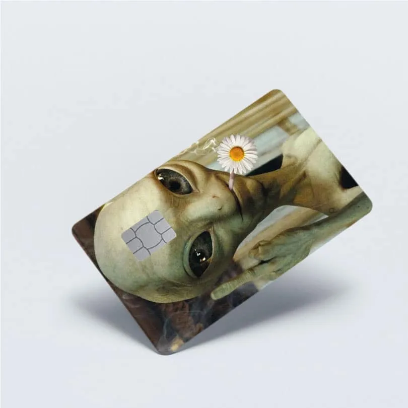 Orta Parmak Uzaylı Kart Sticker