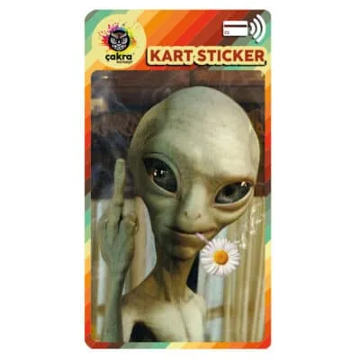 Orta Parmak Uzaylı Kart Sticker