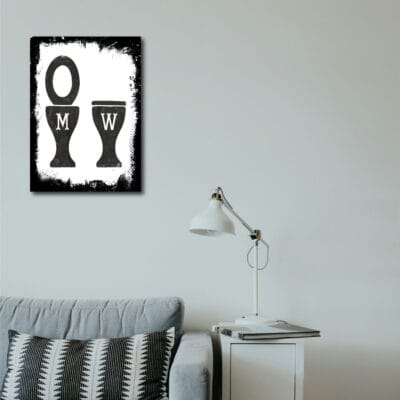 WC Man & Woman Ahşap Retro Poster