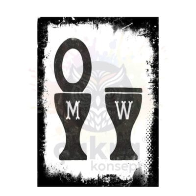 WC Man & Woman Ahşap Retro Poster