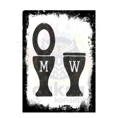 WC Man & Woman Ahşap Retro Poster