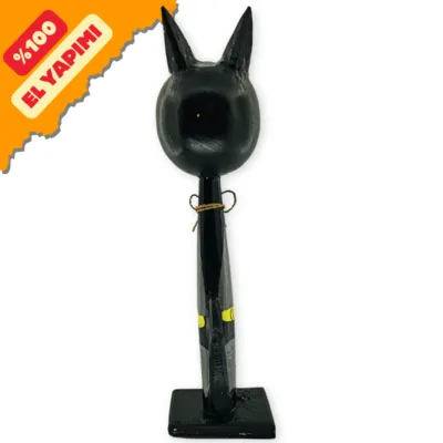 El Yapımı Tik Ağacı Koca Kafalı Batman Kedi Büyük Boy