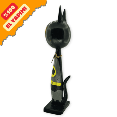 El Yapımı Tik Ağacı Koca Kafalı Batman Kedi Büyük Boy
