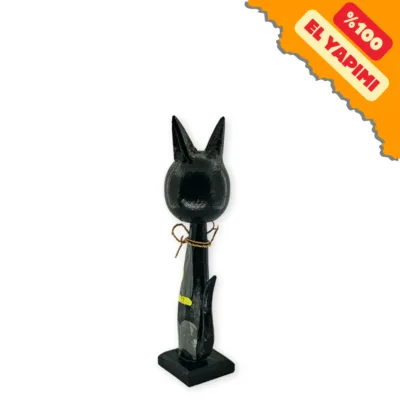 El Yapımı Tik Ağacı Koca Kafalı Batman Kedi Küçük Boy