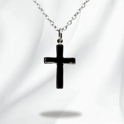 Siyah Mineli Haç Kolye
