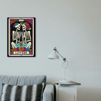 The Lovers İskeletler Ahşap Retro Poster