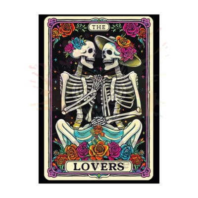 The Lovers İskeletler Ahşap Retro Poster