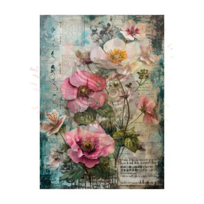 Vintage Çiçekler Ahşap Retro Poster