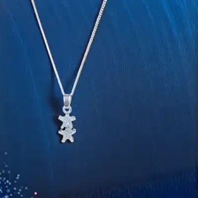 Kristal Taşlı İkili Minimal Yıldız Gümüş Kolye