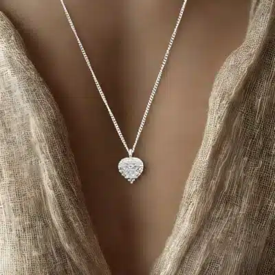 Kristal Taşlı Kalp Mini Kolye Gümüş Renk