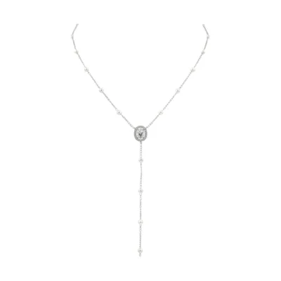 Oval Zirkon ve İnci Detaylı Çelik Y Kolye (1)
