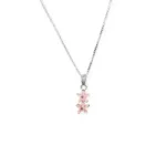 Pembe Taşlı İkili Minimal Yıldız Kolye Gümüş Renk