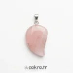 Pembe Kuvars Kolye Ucu Asimetrik Damla Kesim