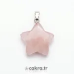 Pembe Kuvars Kolye Ucu Yıldız Kesim
